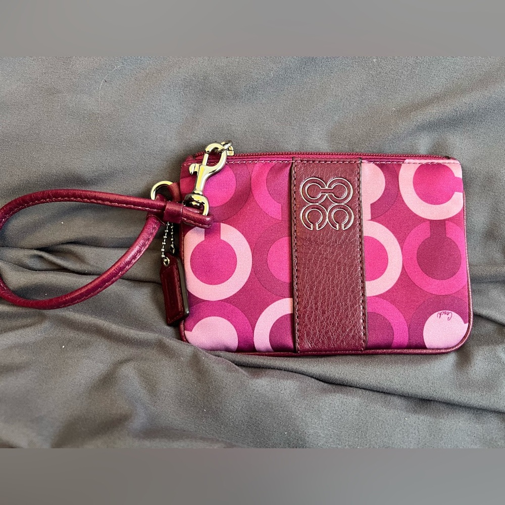 Coach Pink and Burgundy Wristlet Clutch